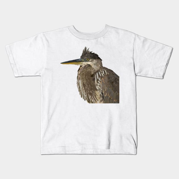 Blue heron Kids T-Shirt by obscurite